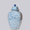 Cobalt Guild Home Decor Blue and White Rustic Rose Porcelain Lidded Jar
