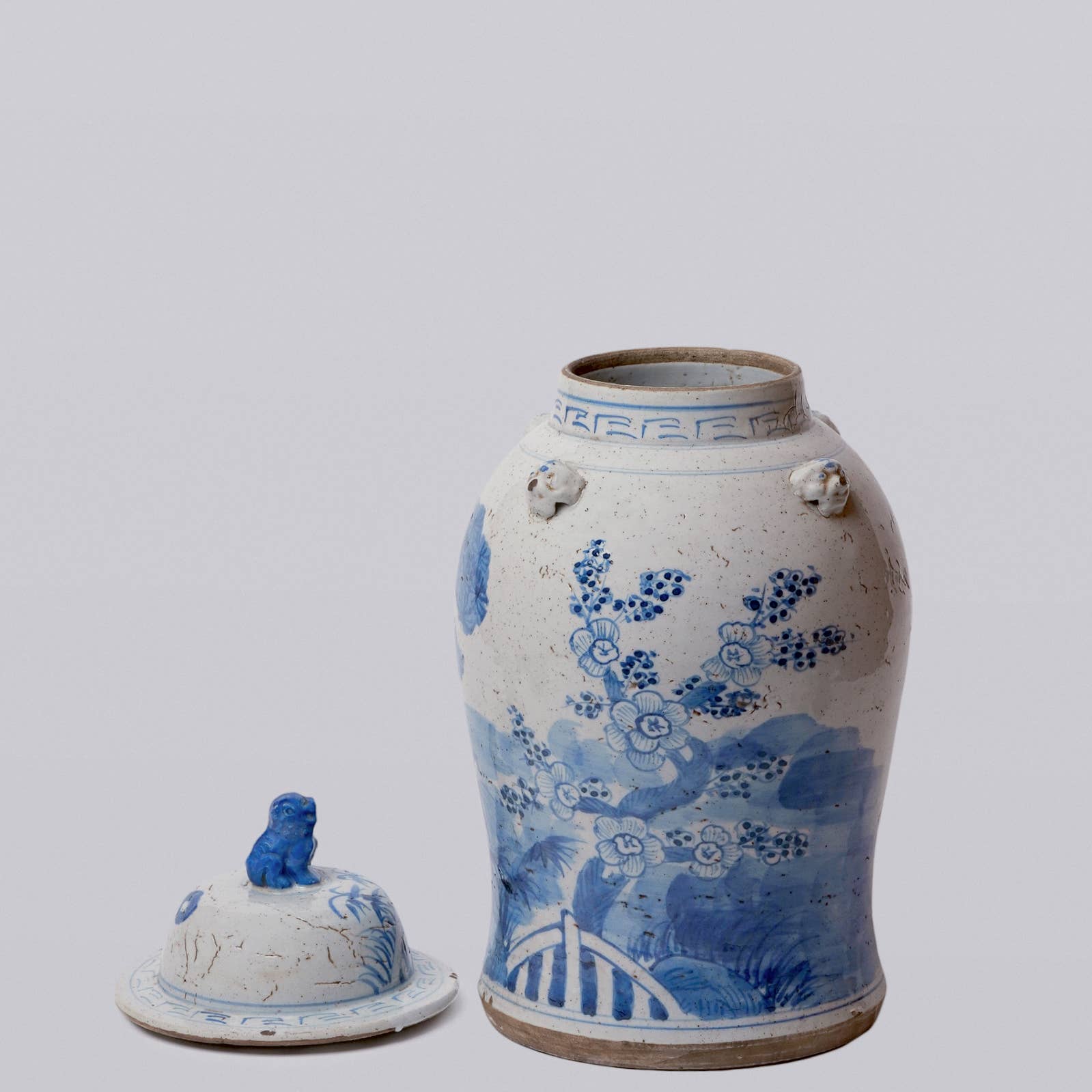 Cobalt Guild Home Decor Blue and White Three Friends Porcelain Temple Jar