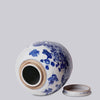 Cobalt Guild Home Decor Blue & White Porcelain Bird & Flower Med. Round Storage Jar