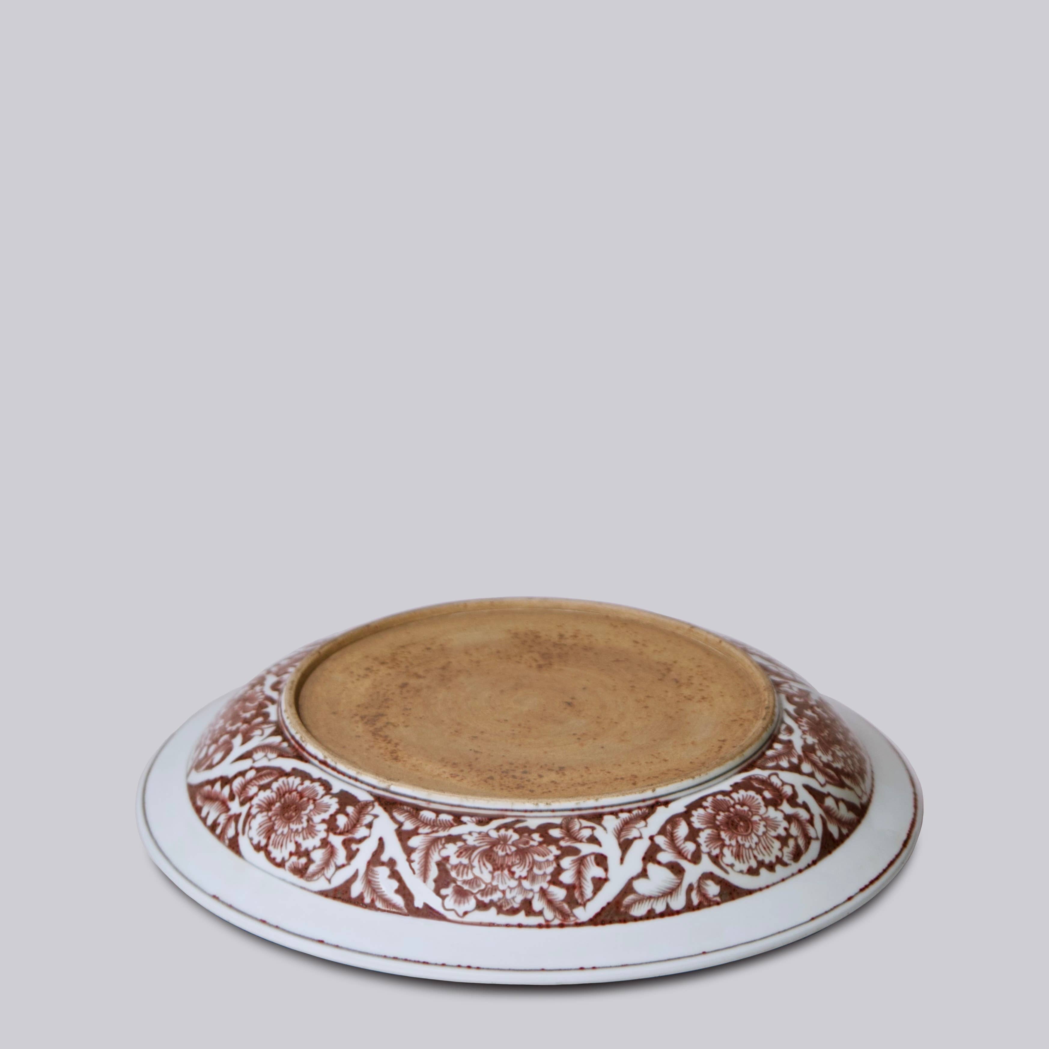 Cobalt Guild Home Decor Copper Underglaze Tree Peony Porcelain Platter