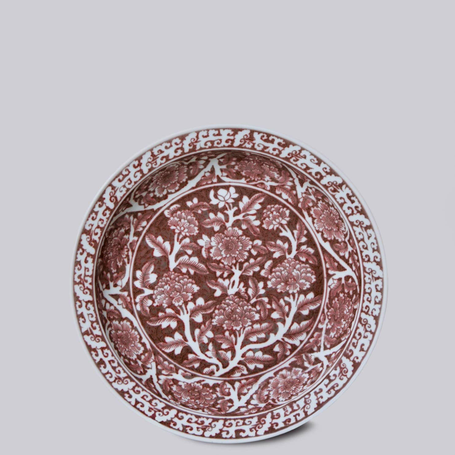 Cobalt Guild Home Decor Copper Underglaze Tree Peony Porcelain Platter