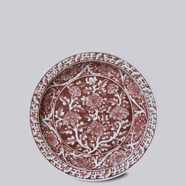 Cobalt Guild Home Decor Copper Underglaze Tree Peony Porcelain Platter