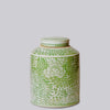 Cobalt Guild Home Decor Country Peony Green and White Porcelain Canister