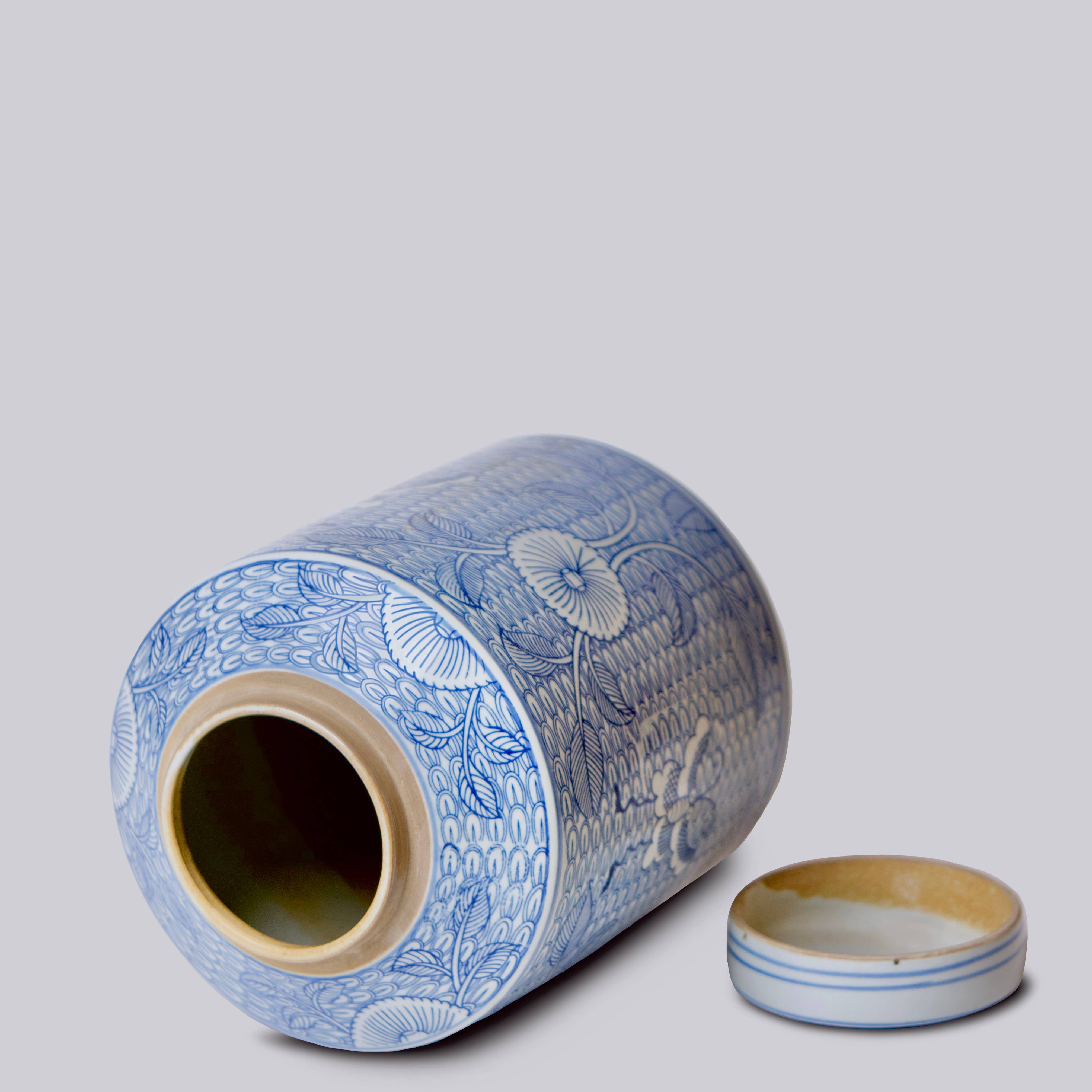 Cobalt Guild Home Decor Deco Peony Blue and White Porcelain Canister