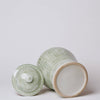 Cobalt Guild Home Decor Deco Peony Green and White Porcelain Temple Jar