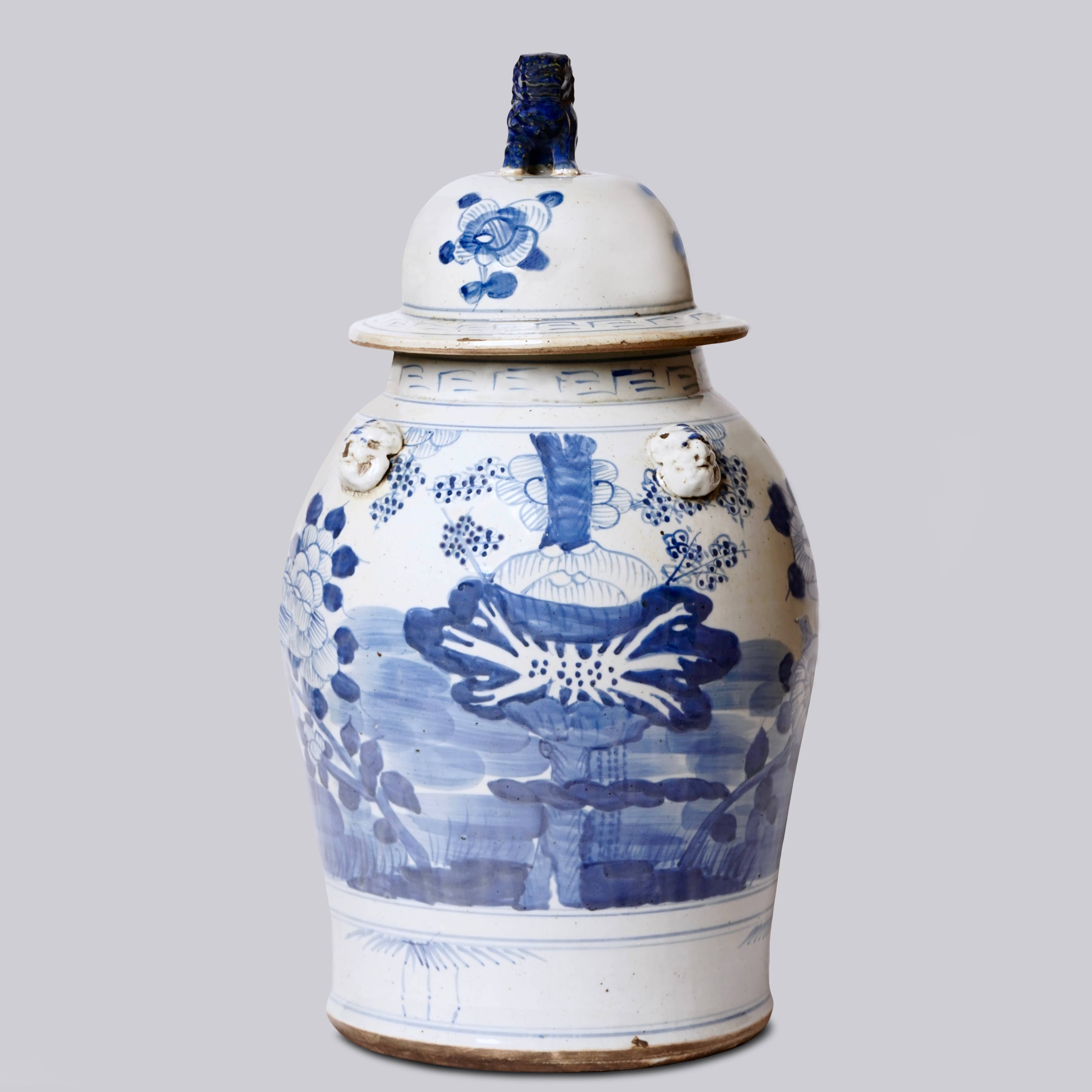 Cobalt Guild Home Decor Extra Large Blue & White Four Seasons Porcelain Temple Jar