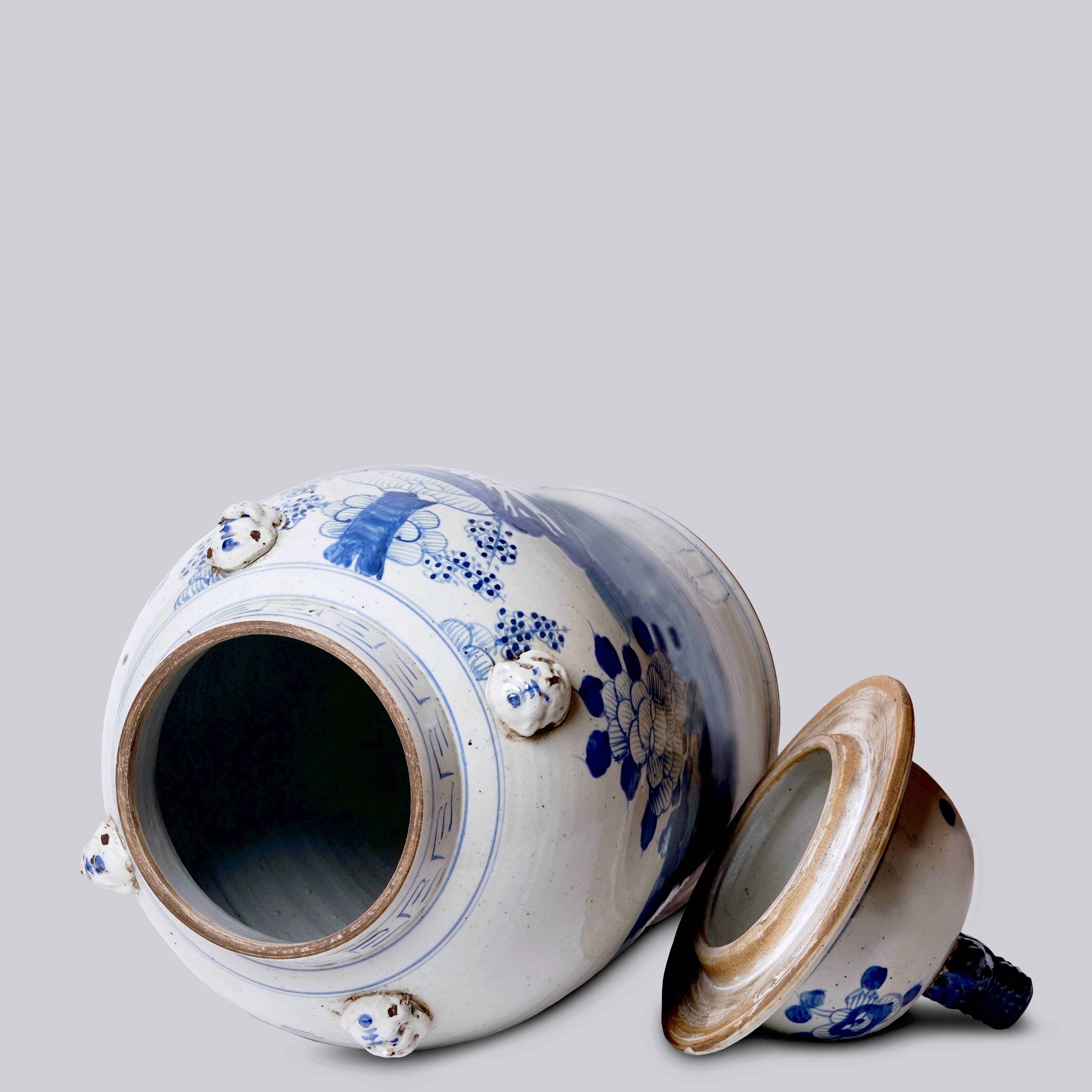 Cobalt Guild Home Decor Extra Large Blue & White Four Seasons Porcelain Temple Jar