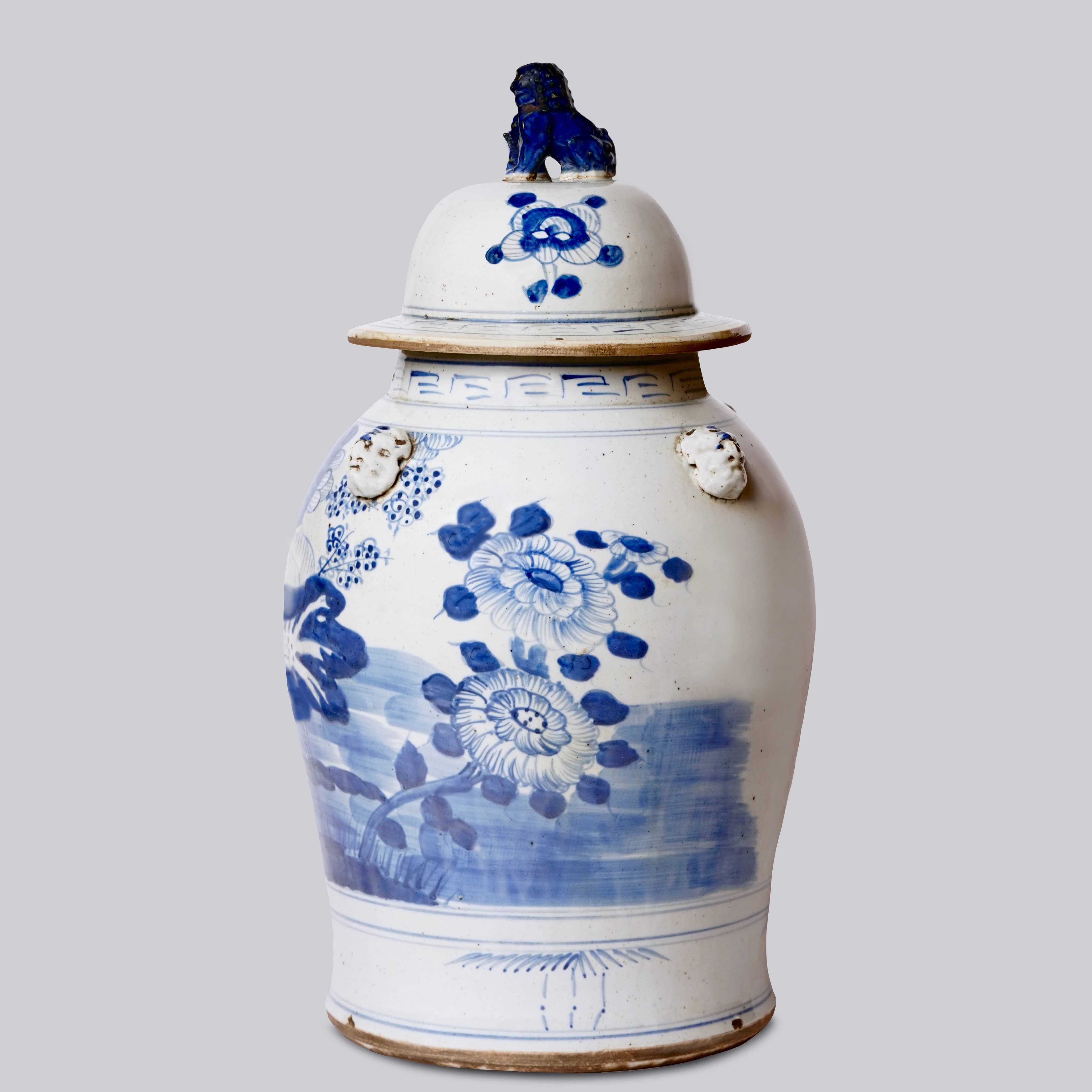 Cobalt Guild Home Decor Extra Large Blue & White Four Seasons Porcelain Temple Jar