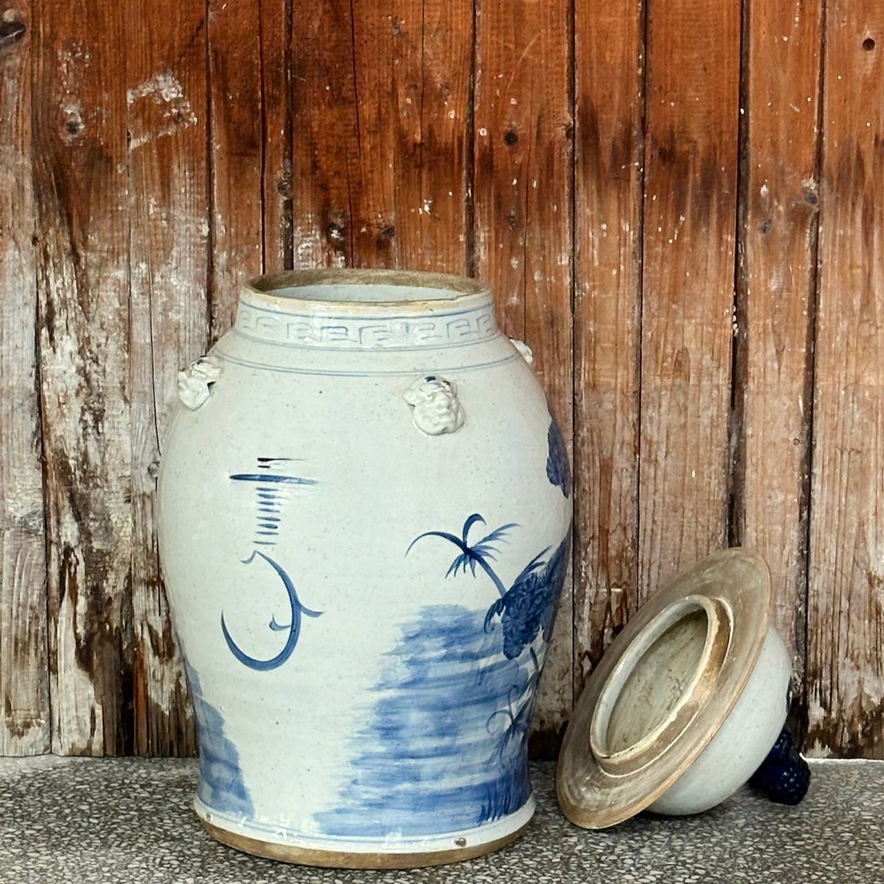 Cobalt Guild Home Decor Extra Large Blue & White Three Friends Porcelain Temple Jar