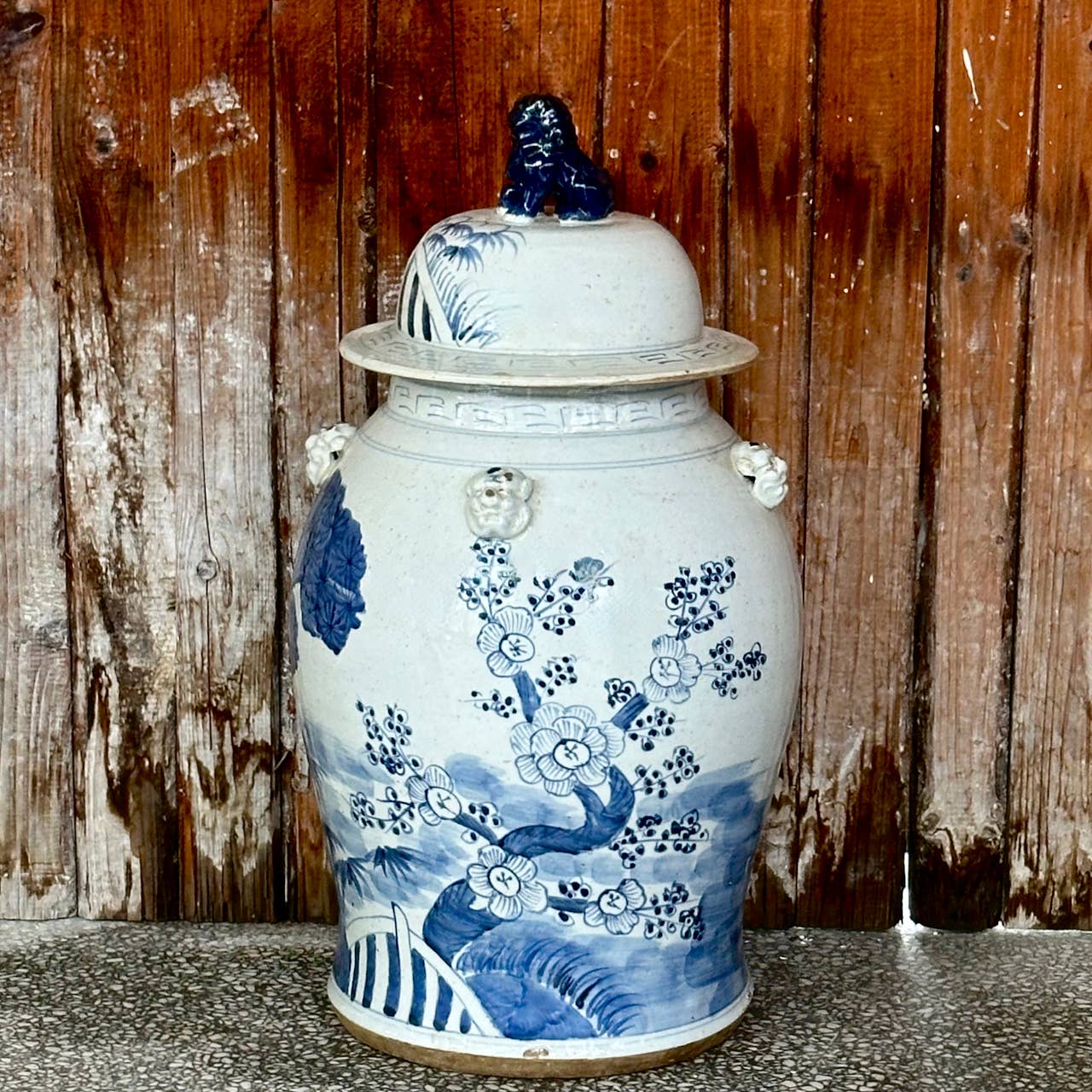 Cobalt Guild Home Decor Extra Large Blue & White Three Friends Porcelain Temple Jar