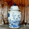 Cobalt Guild Home Decor Extra Large Blue & White Three Friends Porcelain Temple Jar