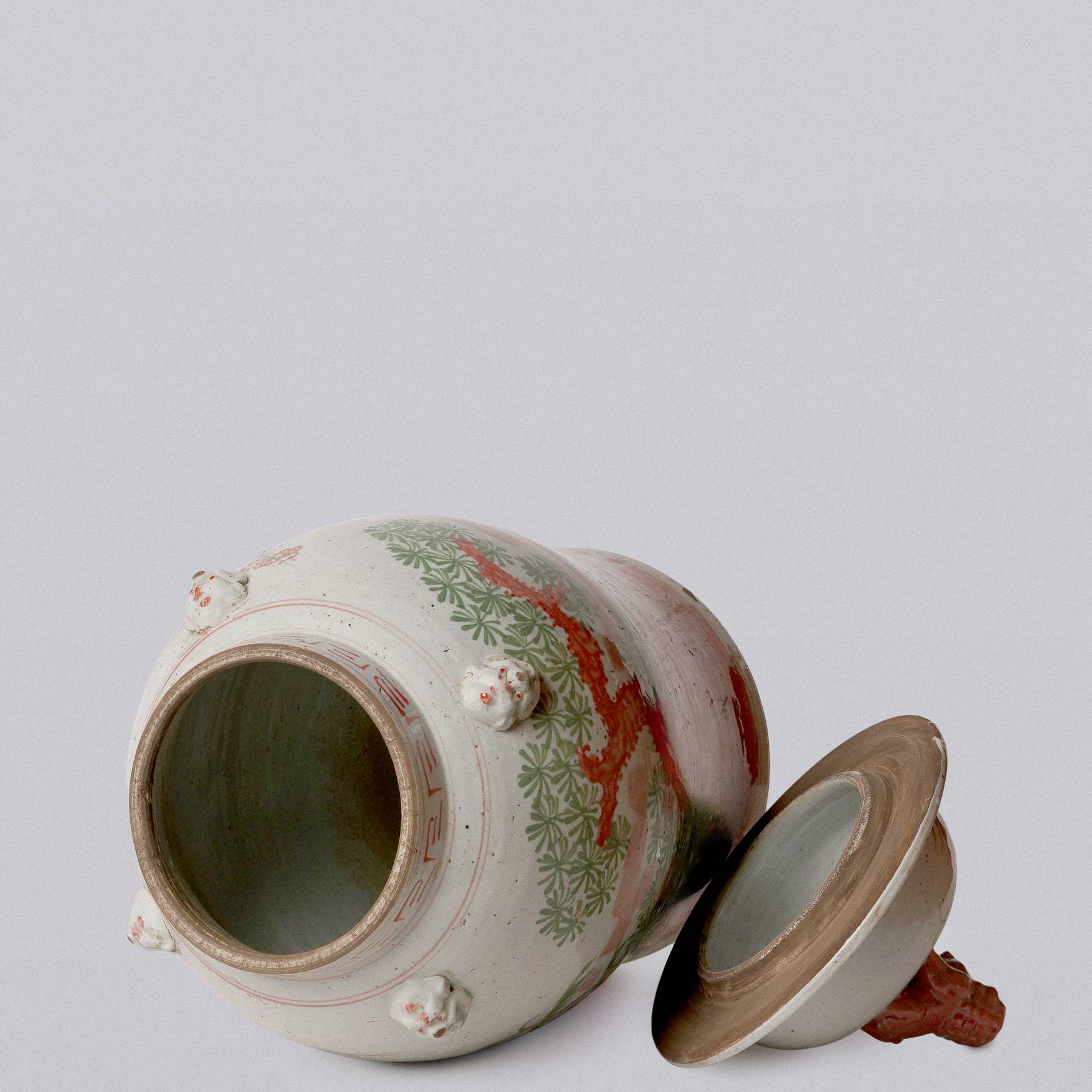 Cobalt Guild Home Decor Extra Large Pink & Green Porcelain Three Friends Temple Jar
