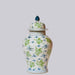 Cobalt Guild Home Decor Flying Cranes Green and Blue Porcelain Temple Jar