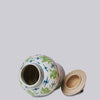Cobalt Guild Home Decor Flying Cranes Green and Blue Porcelain Temple Jar