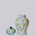 Cobalt Guild Home Decor Flying Cranes Green and Blue Porcelain Temple Jar