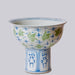 Cobalt Guild Home Decor Green and Blue Porcelain Crane and Clouds Large Footed Bowl