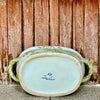 Cobalt Guild Home Decor Green and White Bird and Flower Porcelain Oval Compote
