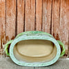 Cobalt Guild Home Decor Green and White Bird and Flower Porcelain Oval Compote
