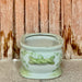 Cobalt Guild Home Decor Green and White Bird and Flower Porcelain Oval Compote