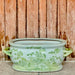 Cobalt Guild Home Decor Green and White Bird and Flower Porcelain Oval Compote
