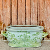 Cobalt Guild Home Decor Green and White Bird and Flower Porcelain Oval Compote