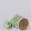 Cobalt Guild Home Decor Green and White Fish and Lotus Porcelain Temple Jar