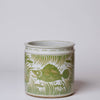 Cobalt Guild Home Decor Green and White Porcelain Fish and Lotus Cachepot