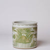 Cobalt Guild Home Decor Green and White Porcelain Fish and Lotus Cachepot