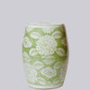 Cobalt Guild Home Decor Green and White Porcelain Floral Garden Seat