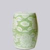 Cobalt Guild Home Decor Green and White Porcelain Floral Garden Seat