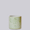 Cobalt Guild Home Decor Green and White Porcelain Scrolling Peony Cachepot