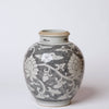 Cobalt Guild Home Decor Grey and White Porcelain Rustic Lotus Jar