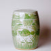 Cobalt Guild Home Decor Hand Painted Fish & Lotus Green & White Porcelain Garden Seat