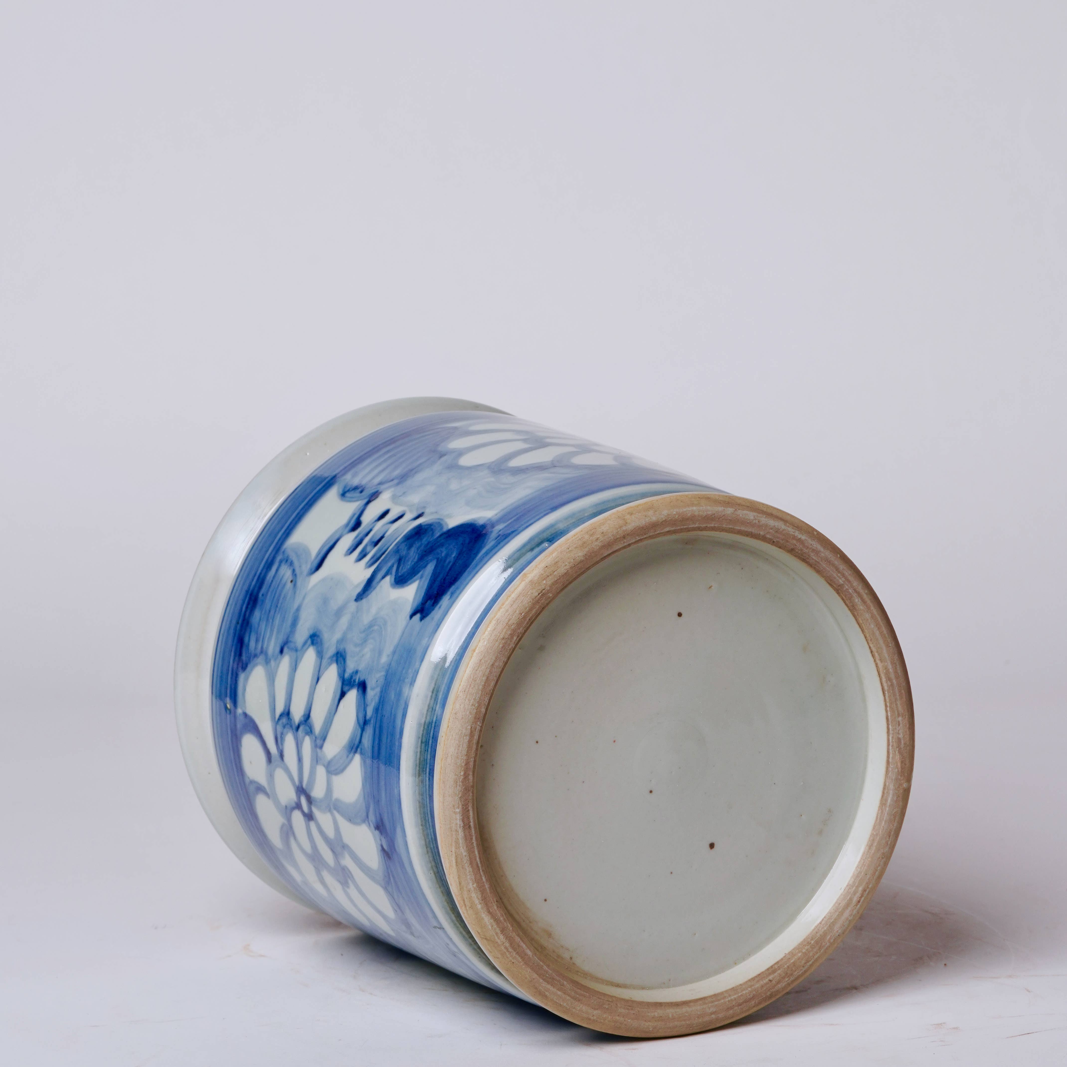 Cobalt Guild Home Decor Hand Painted Floral Blue and White Porcelain Cachepot