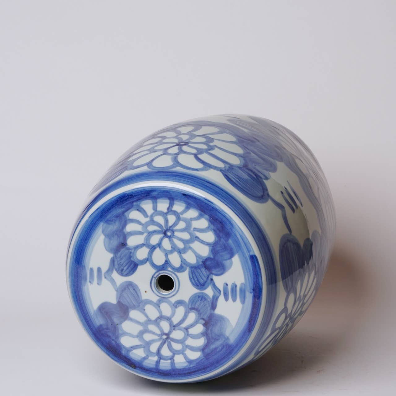 Cobalt Guild Home Decor Hand Painted Floral Blue and White Porcelain Garden Seat