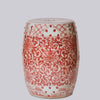 Cobalt Guild Home Decor Hand Painted Lotus Red and White Porcelain Garden Seat