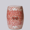 Cobalt Guild Home Decor Hand Painted Lotus Red and White Porcelain Garden Seat