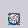 Cobalt Guild Home Decor Hand Painted Porcelain Blue and Red Chrysanthemum Tile