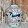 Cobalt Guild Home Decor Large Red and Blue Porcelain Lion Vase