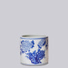 Cobalt Guild Home Decor Medium Blue and White Porcelain Peony Cachepot