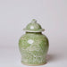 Cobalt Guild Home Decor Medium Green and White Porcelain Country Peony Temple Jar