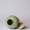 Cobalt Guild Home Decor Medium Green and White Porcelain Country Peony Temple Jar
