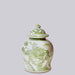 Cobalt Guild Home Decor Medium Green and White Porcelain Landscape Temple Jar