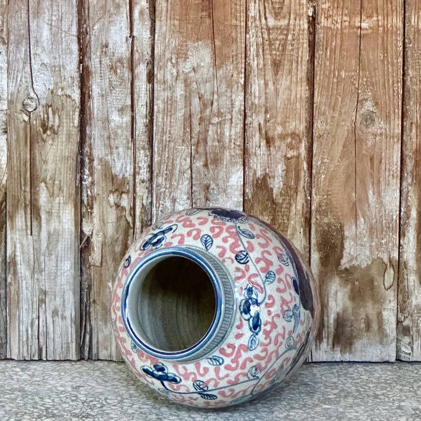 Cobalt Guild Home Decor Medium Red and Blue Porcelain Lion Vase