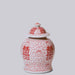 Cobalt Guild Home Decor Medium Red & White Porcelain Double Happiness Temple Jar