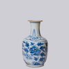 Cobalt Guild Home Decor Peacock Blue and White Porcelain Mallet Vase