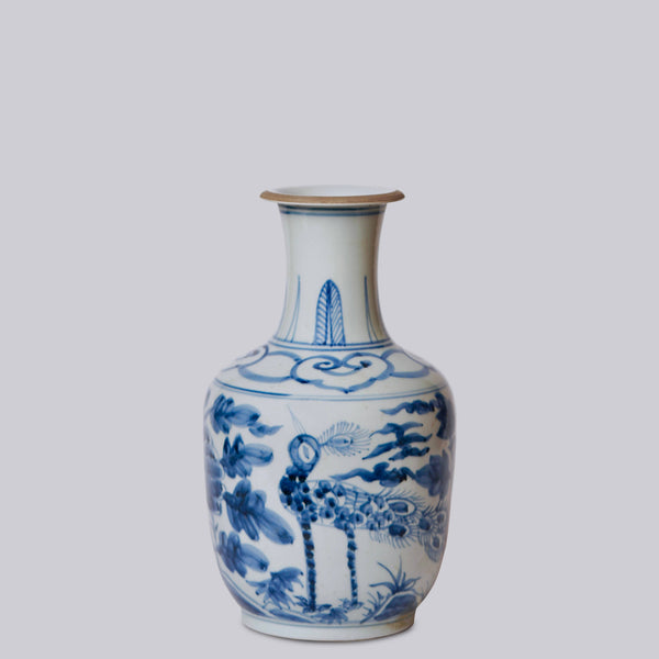 Cobalt Guild Home Decor Peacock Blue and White Porcelain Mallet Vase