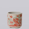 Cobalt Guild Home Decor Pink and Green Porcelain Bird and Flower Footed Cachepot