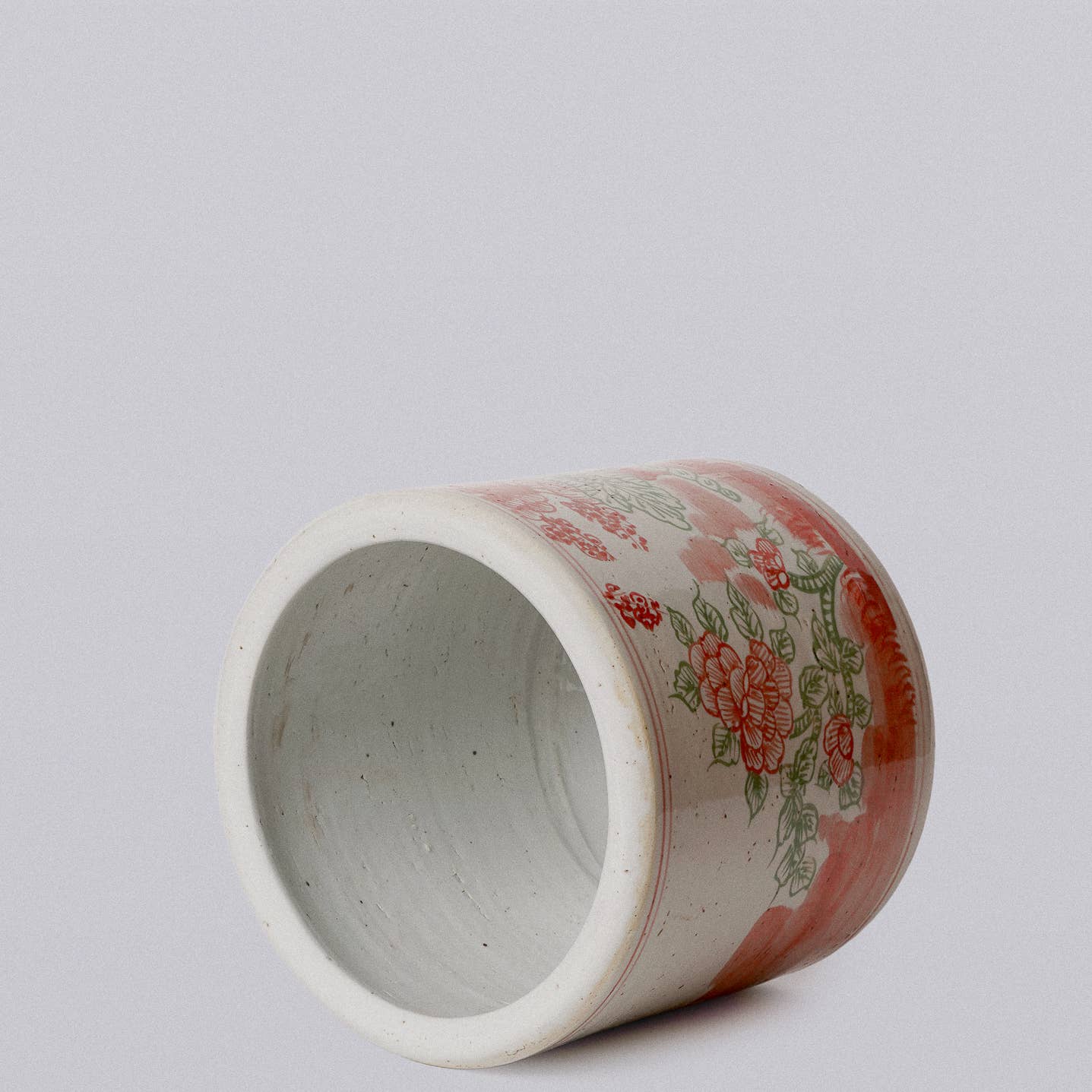 Cobalt Guild Home Decor Pink and Green Porcelain Four Seasons Footed Cachepot