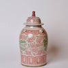 Cobalt Guild Home Decor Pink and Green Porcelain Phoenix Temple Jar